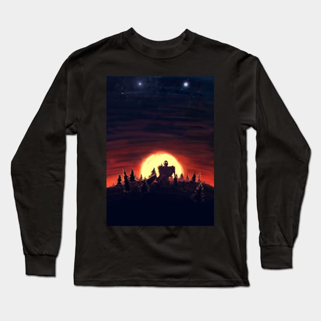 The Iron Giant Sunset Long Sleeve T-Shirt by POPITONTHEWALL